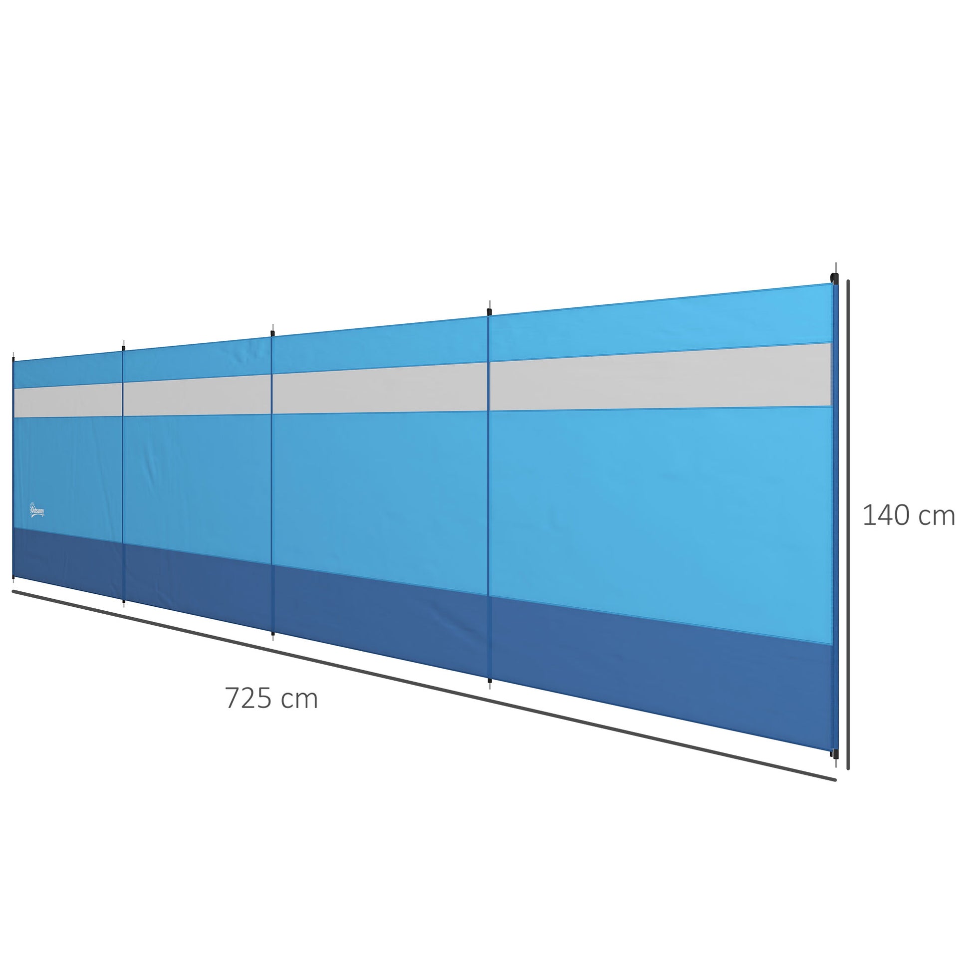 Foldable Windbreak Camping Privacy Screen with Light Window Poles Ropes Windshield Fence Beach Windshield Beach Protection for Camping Garden, Beach, Patio 725 x 140 cm Blue