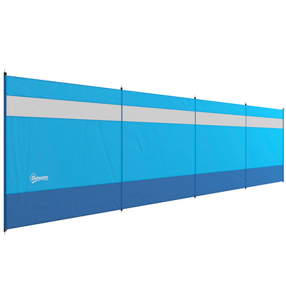 Foldable Windbreak Camping Privacy Screen with Light Window Poles Ropes Windshield Fence Beach Windshield Beach Protection for Camping Garden, Beach, Patio 725 x 140 cm Blue