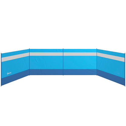 Foldable Windbreak Camping Privacy Screen with Light Window Poles Ropes Windshield Fence Beach Windshield Beach Protection for Camping Garden, Beach, Patio 725 x 140 cm Blue