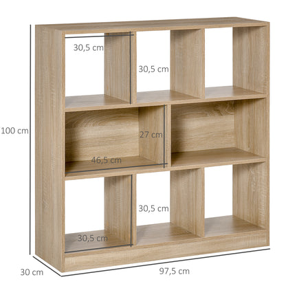 Bookshelf 3-Tier Storage Shelf Office Display Shelf for Home Office Living Room Oak 97.5 x 30 x 100 cm