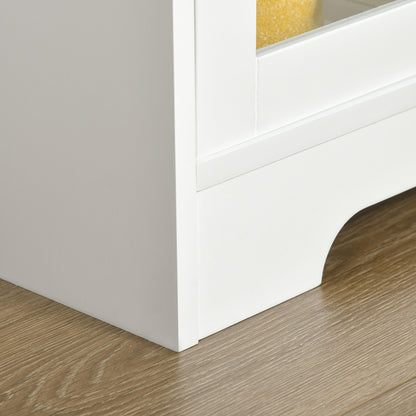 Microwave Cabinet, Kitchen Buffet, Storage Cabinet, for Kitchen, Dining Room 90 x 40 x 82 cm Tempered Glass and Wood, White