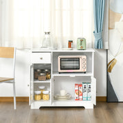 Microwave Cabinet, Kitchen Buffet, Storage Cabinet, for Kitchen, Dining Room 90 x 40 x 82 cm Tempered Glass and Wood, White