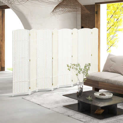 8-Panel Room Divider 320 x 170 cm - Folding Pine Wood Privacy Screen for Bedroom & Living Room, White