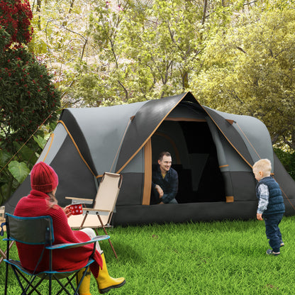 Camping Tent for 5-6 People Stable Waterproof Family Tent with Entrance Window Pack Bag, Tent with 3000mm Water Column Tunnel Tent for Camping Travel Garden, Light Gray