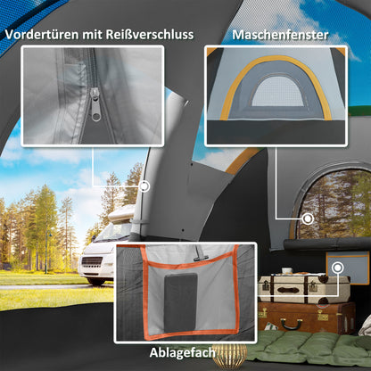Camping Tent for 5-6 People Stable Waterproof Family Tent with Entrance Window Pack Bag, Tent with 3000mm Water Column Tunnel Tent for Camping Travel Garden, Light Gray