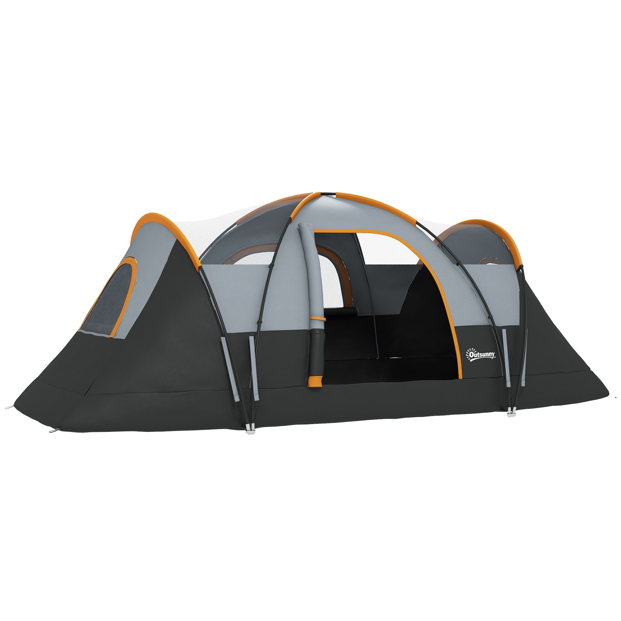 Camping Tent for 5-6 People Stable Waterproof Family Tent with Entrance Window Pack Bag, Tent with 3000mm Water Column Tunnel Tent for Camping Travel Garden, Light Gray