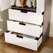 Modern Adult Bedroom Wardrobe Dressing Room with 3 Drawers and Hanging Rail, Dimensions 80W x 50D x 180H cm, Brown