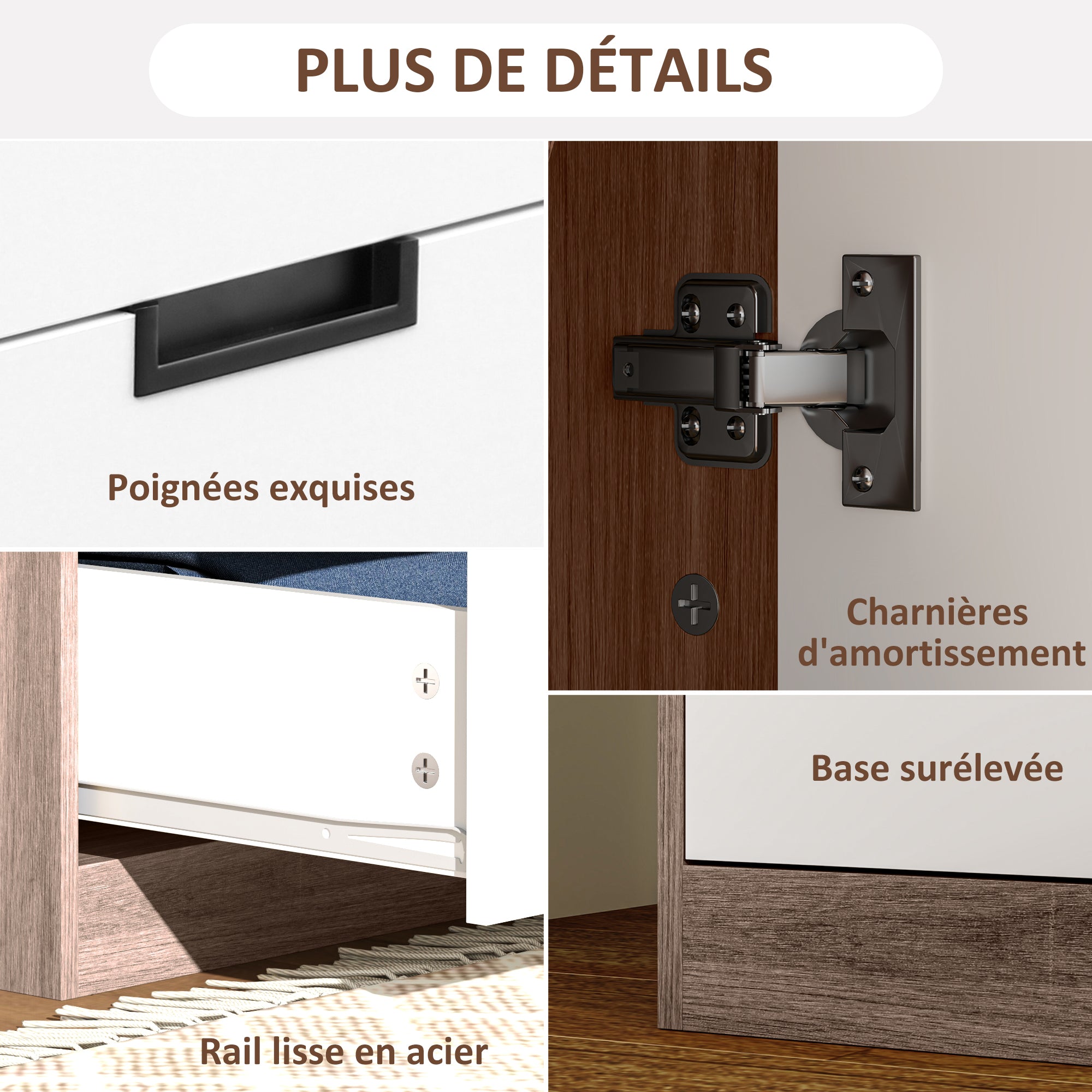 Modern Adult Bedroom Wardrobe Dressing Room with 3 Drawers and Hanging Rail, Dimensions 80W x 50D x 180H cm, Brown