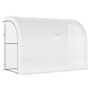 Greenhouse with Shelves Windows, Winterproof Foil Greenhouse made of Steel, Wall-mounted greenhouse for Balcony, Garden, Tomato house 300x150x213cm Tomato Greenhouse for Vegetables Flowers Plants White