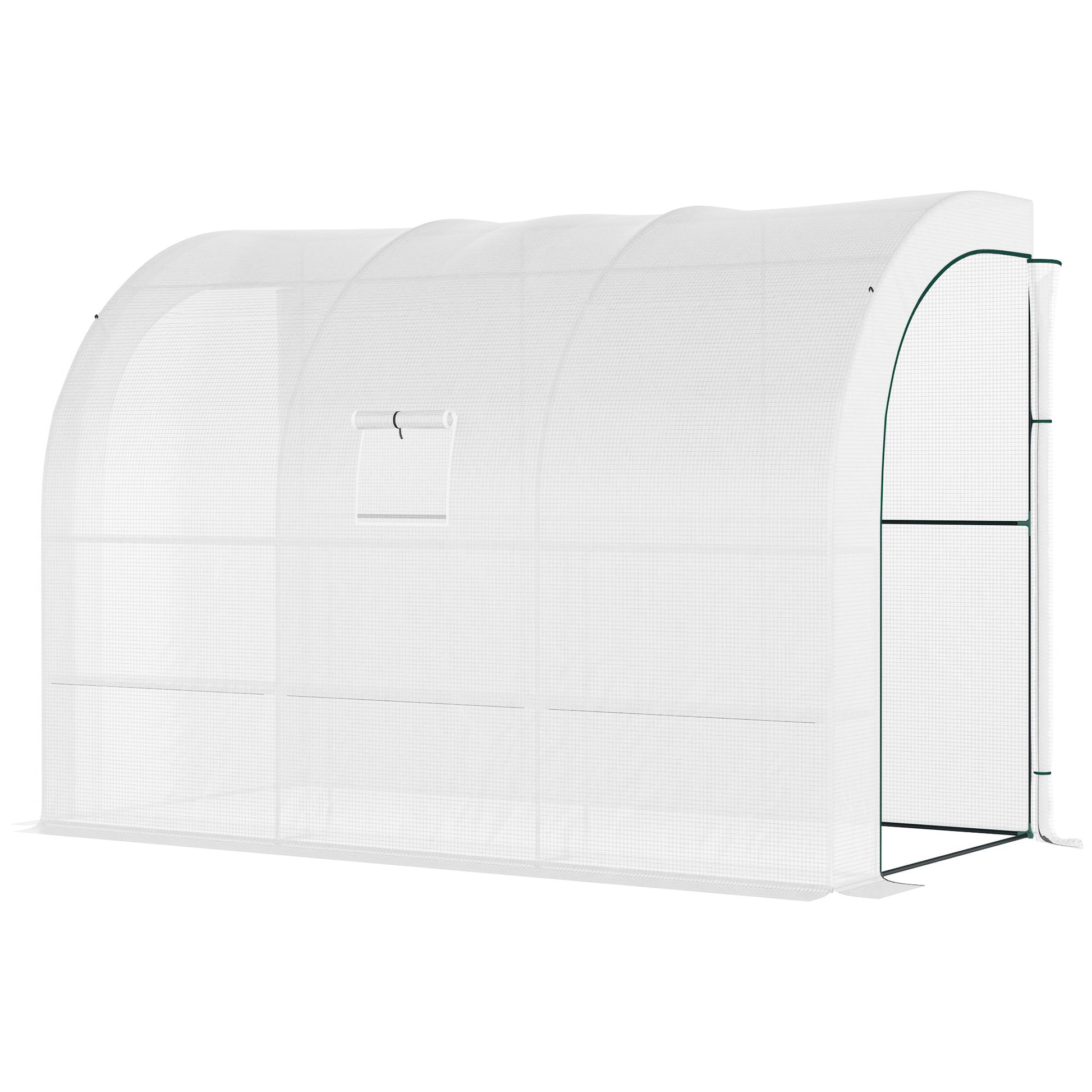 Greenhouse with Shelves Windows, Winterproof Foil Greenhouse made of Steel, Wall-mounted greenhouse for Balcony, Garden, Tomato house 300x150x213cm Tomato Greenhouse for Vegetables Flowers Plants White