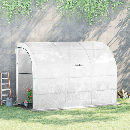 Greenhouse with Shelves Windows, Winterproof Foil Greenhouse made of Steel, Wall-mounted greenhouse for Balcony, Garden, Tomato house 300x150x213cm Tomato Greenhouse for Vegetables Flowers Plants White