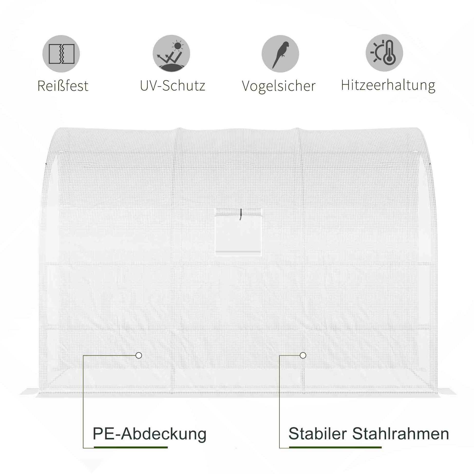 Greenhouse with Shelves Windows, Winterproof Foil Greenhouse made of Steel, Wall-mounted greenhouse for Balcony, Garden, Tomato house 300x150x213cm Tomato Greenhouse for Vegetables Flowers Plants White