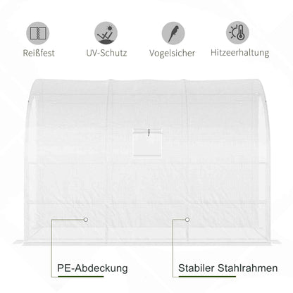 Greenhouse with Shelves Windows, Winterproof Foil Greenhouse made of Steel, Wall-mounted greenhouse for Balcony, Garden, Tomato house 300x150x213cm Tomato Greenhouse for Vegetables Flowers Plants White