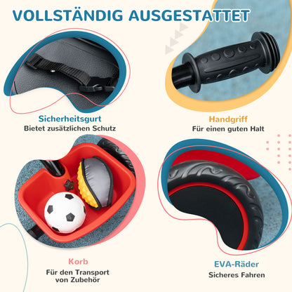 Tricycle Kids Tricycle Children's Bike with Pelvic Belt Pedals, Bike Basket, Kids Bike with Adjustable Seat for Children 2-5 Years Red + Black, 80 x 48 x 63 cm