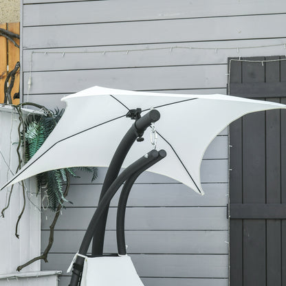 Suspended Garden Lounge Chair, Padded Hanging Bed for Outdoor with Sunshade, Cream 190x115x190cm