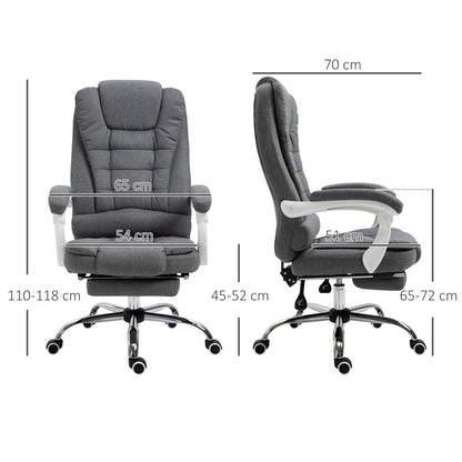 Ergonomic Office Chair with Footrest, Office Chair with Reclining Backrest, Padded Armrests, Linen-Like Grey Fabric