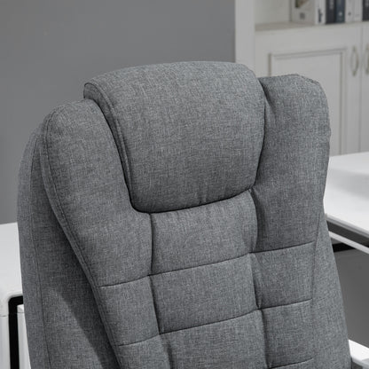 Ergonomic Office Chair with Footrest, Office Chair with Reclining Backrest, Padded Armrests, Linen-Like Grey Fabric