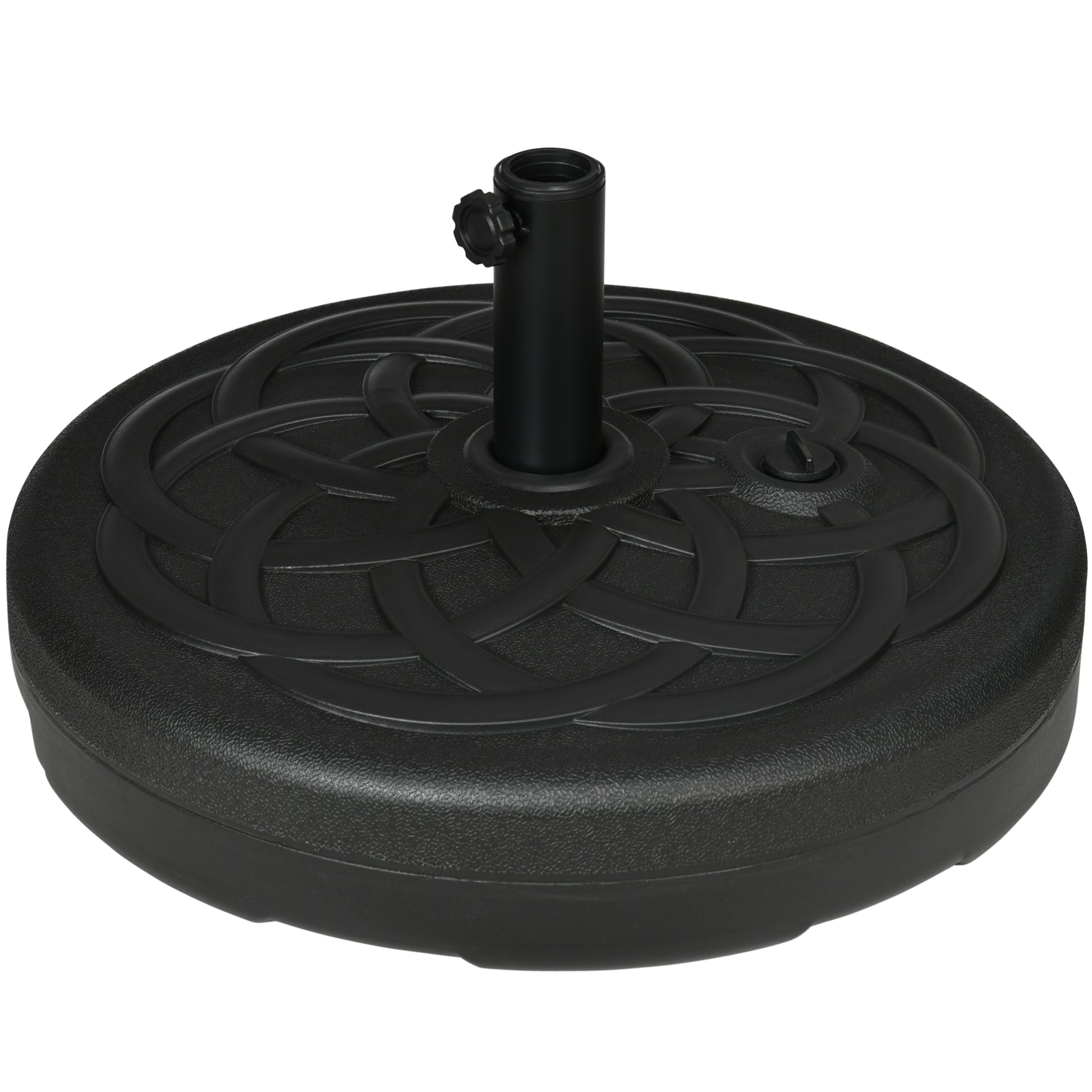 Parasol Stand Up to 35 kg Fillable Umbrella Stand, Round Parasol Holder, Umbrella Weight, Stand for Umbrella Ø38/48 mm, for Balcony, Terrace, Garden, Black