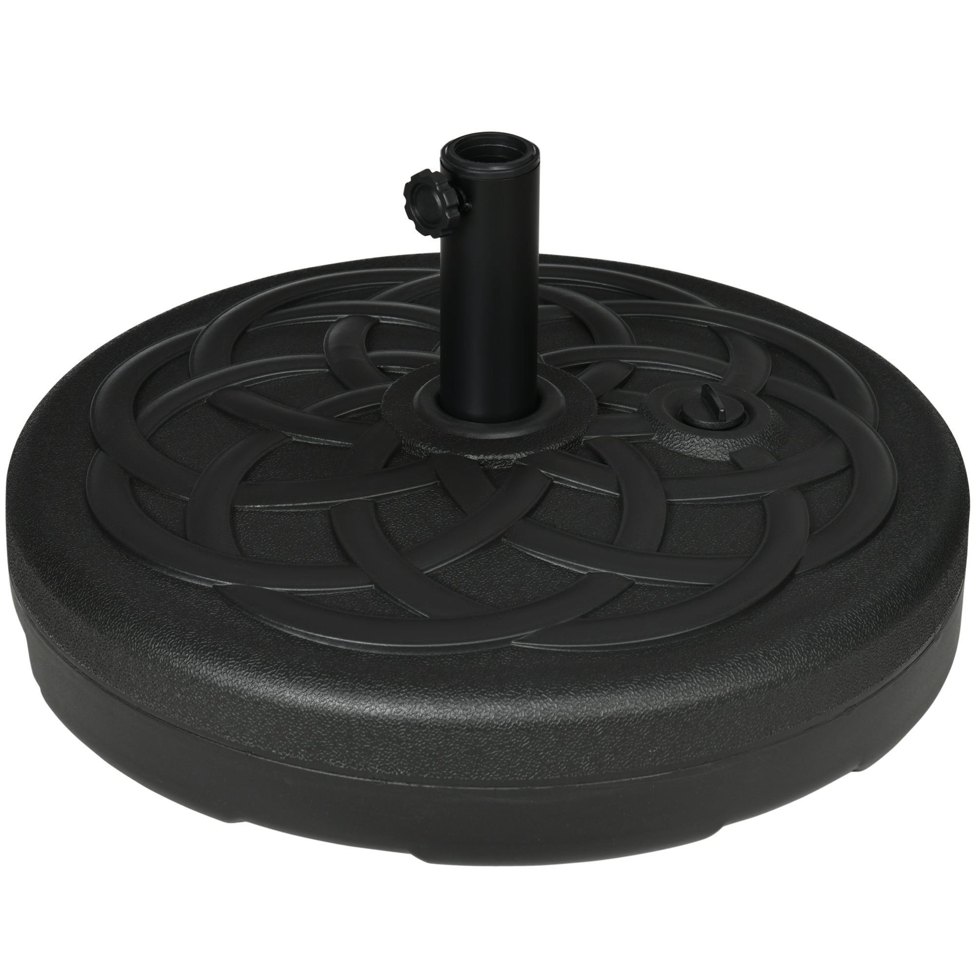 Parasol Stand Up to 35 kg Fillable Umbrella Stand, Round Parasol Holder, Umbrella Weight, Stand for Umbrella Ø38/48 mm, for Balcony, Terrace, Garden, Black