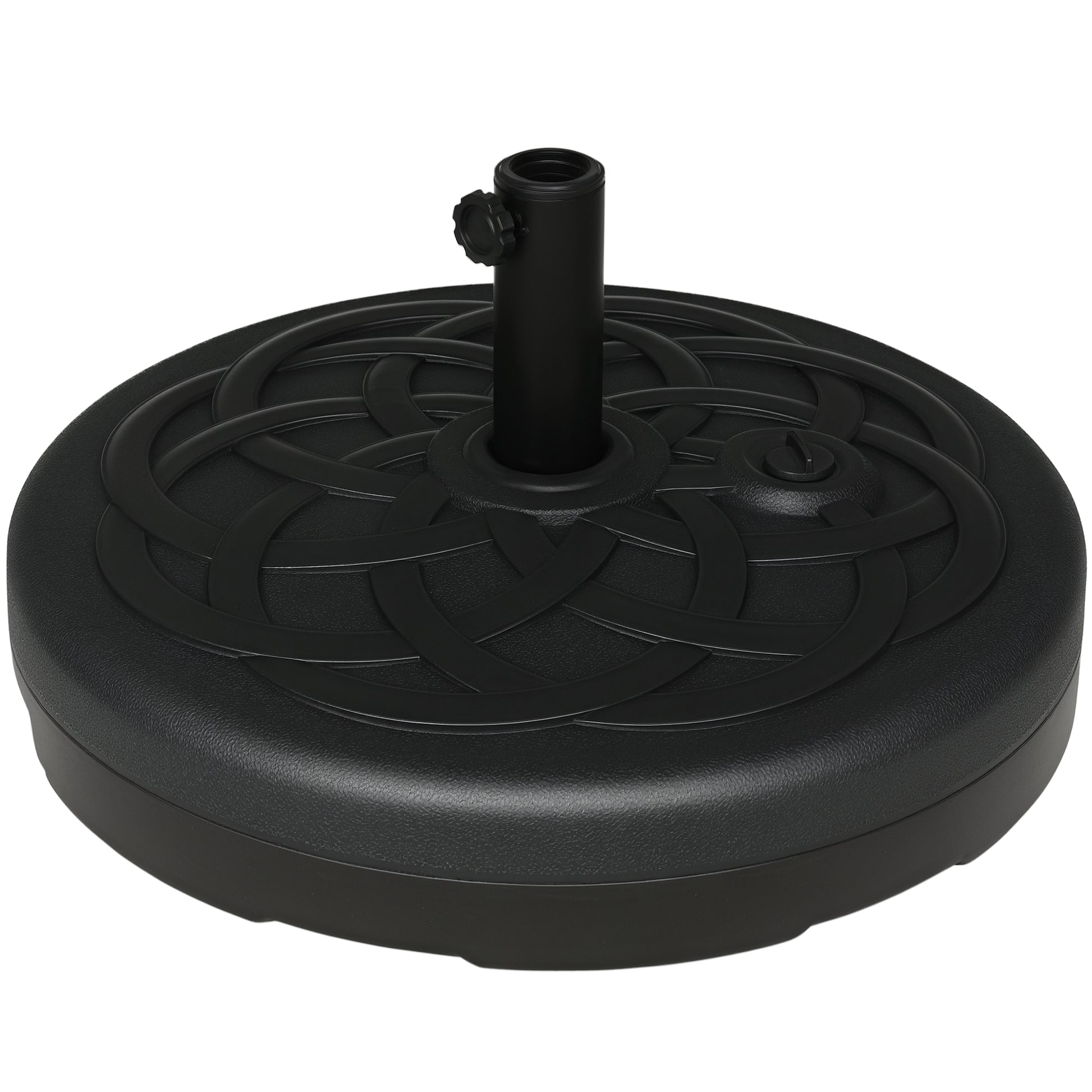 Parasol Stand Up to 35 kg Fillable Umbrella Stand, Round Parasol Holder, Umbrella Weight, Stand for Umbrella Ø38/48 mm, for Balcony, Terrace, Garden, Black