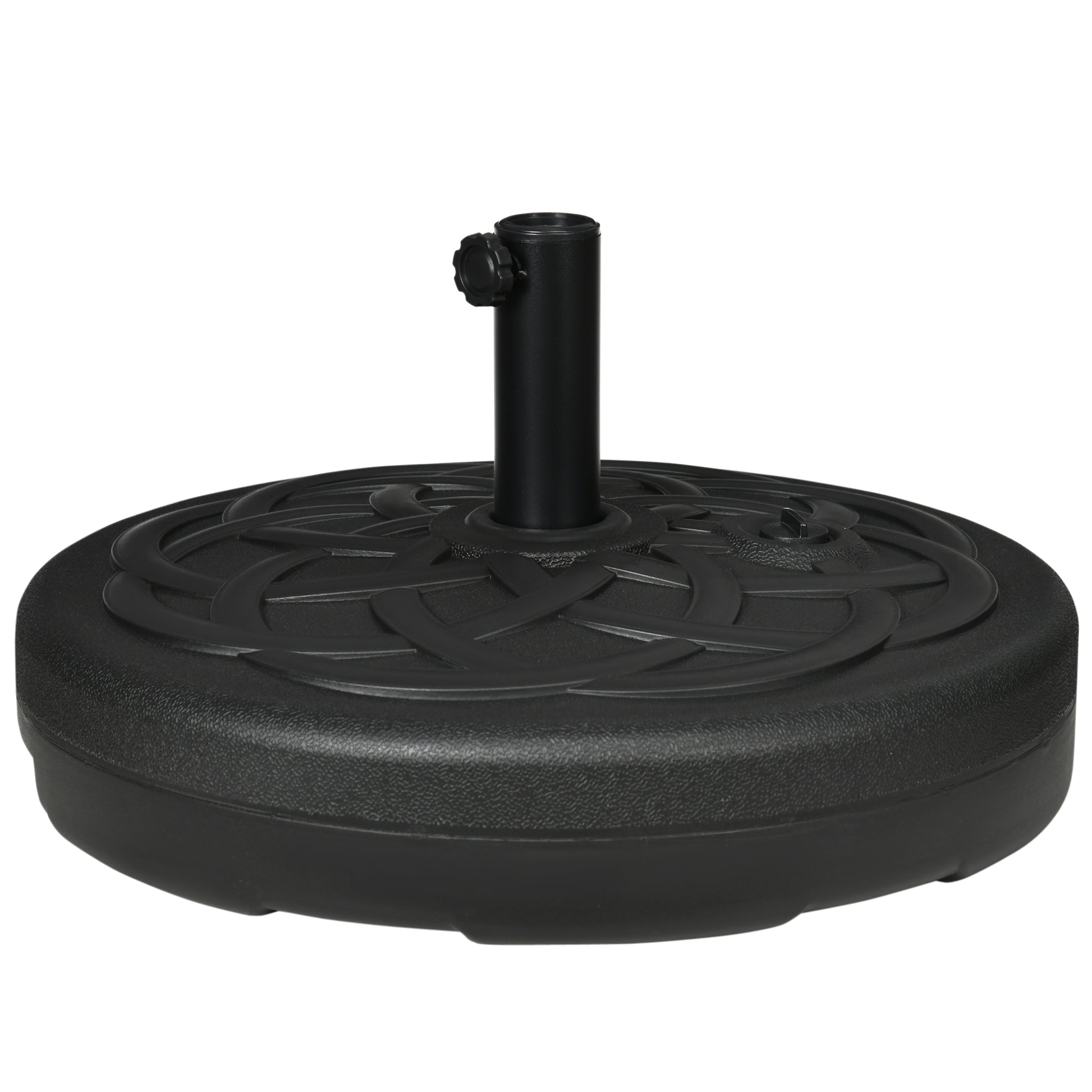 Parasol Stand Up to 35 kg Fillable Umbrella Stand, Round Parasol Holder, Umbrella Weight, Stand for Umbrella Ø38/48 mm, for Balcony, Terrace, Garden, Black