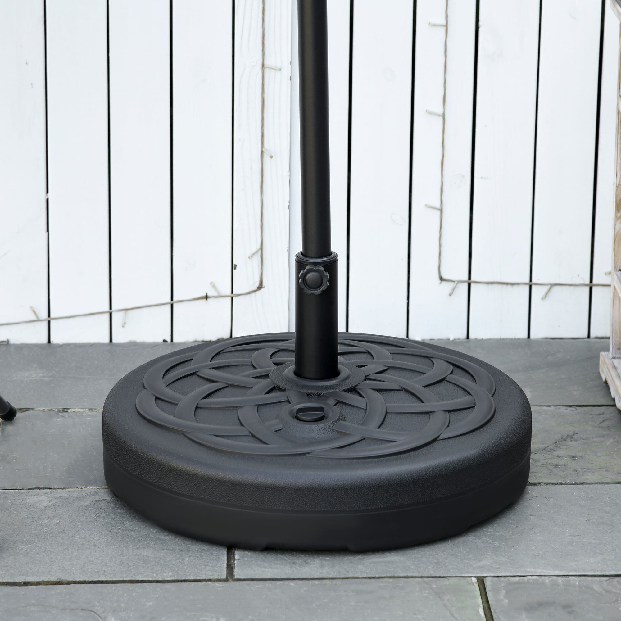 Parasol Stand Up to 35 kg Fillable Umbrella Stand, Round Parasol Holder, Umbrella Weight, Stand for Umbrella Ø38/48 mm, for Balcony, Terrace, Garden, Black