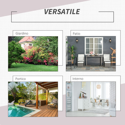 2-Piece Space-Saving Rattan Garden Furniture Set with 1 Table 66x50x73 cm and 2 Chairs 44x51x69.5 cm with Cushions, Brown and Beige