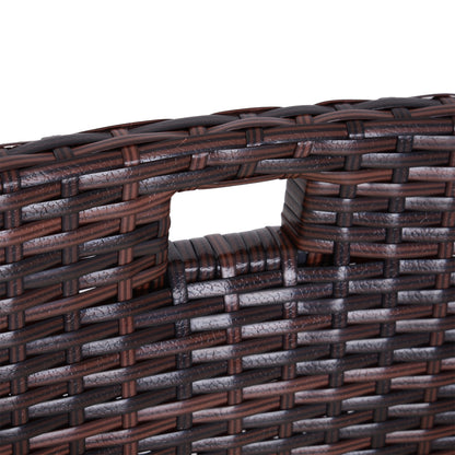 2-Piece Space-Saving Rattan Garden Furniture Set with 1 Table 66x50x73 cm and 2 Chairs 44x51x69.5 cm with Cushions, Brown and Beige