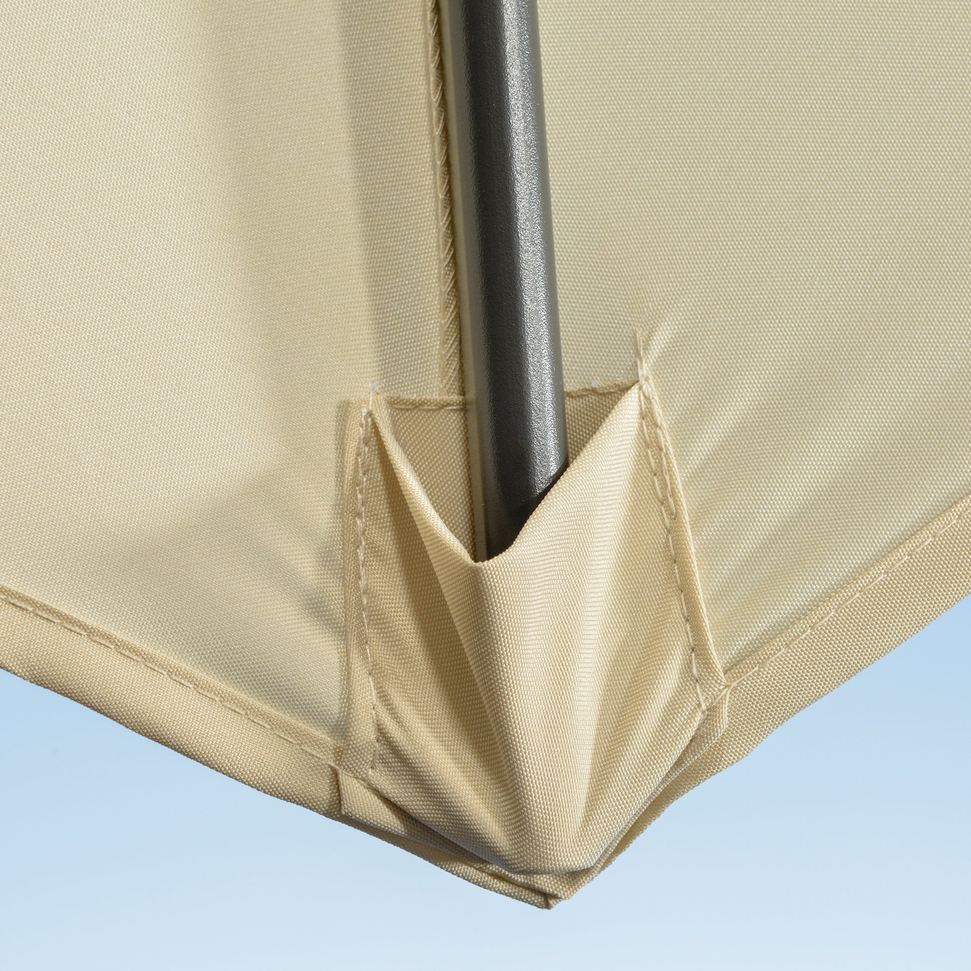 Garden Umbrella Ø300x250 cm Eccentric Aluminum Parasol with Crank Tilt Rotating 360° Canopy with Cross Base Cream