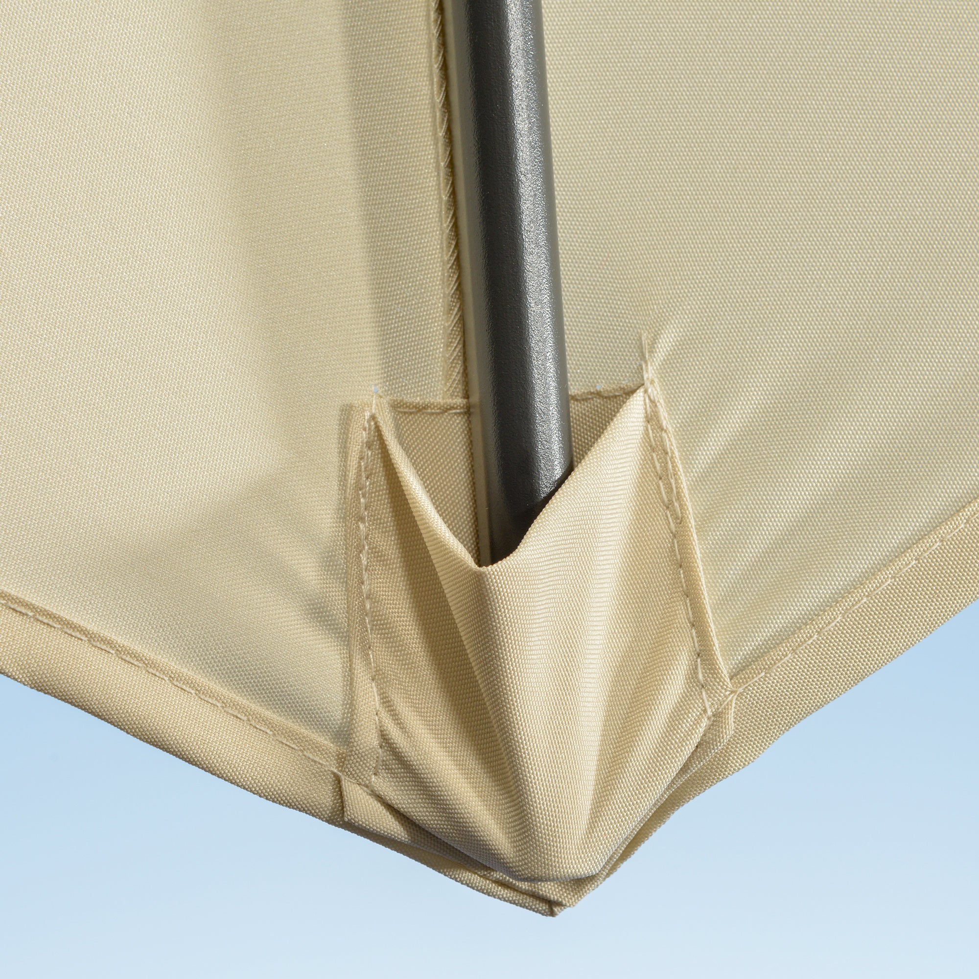 Garden Umbrella Ø300x250 cm Eccentric Aluminum Parasol with Crank Tilt Rotating 360° Canopy with Cross Base Cream
