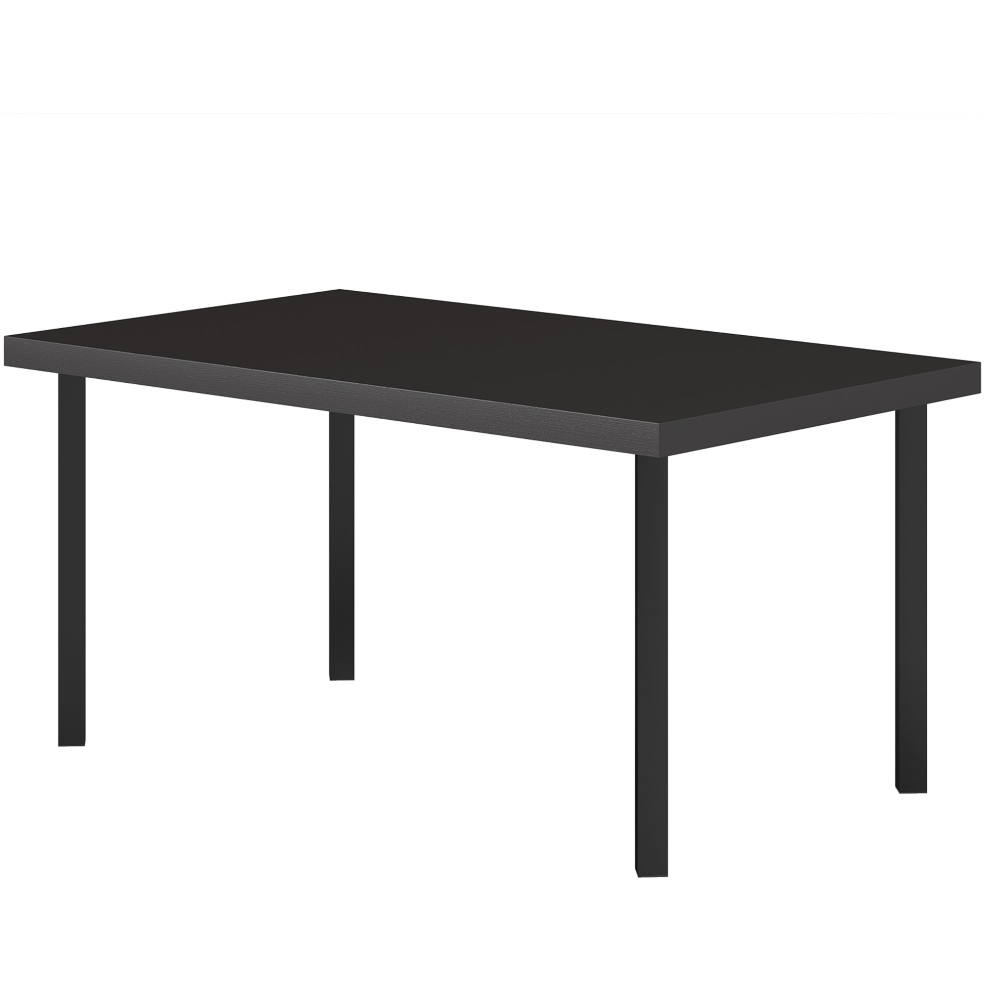 Rectangular garden coffee table, patio side table with wood grain effect, metal frame, for terrace, balcony, 95 x 55 x 46 cm, black