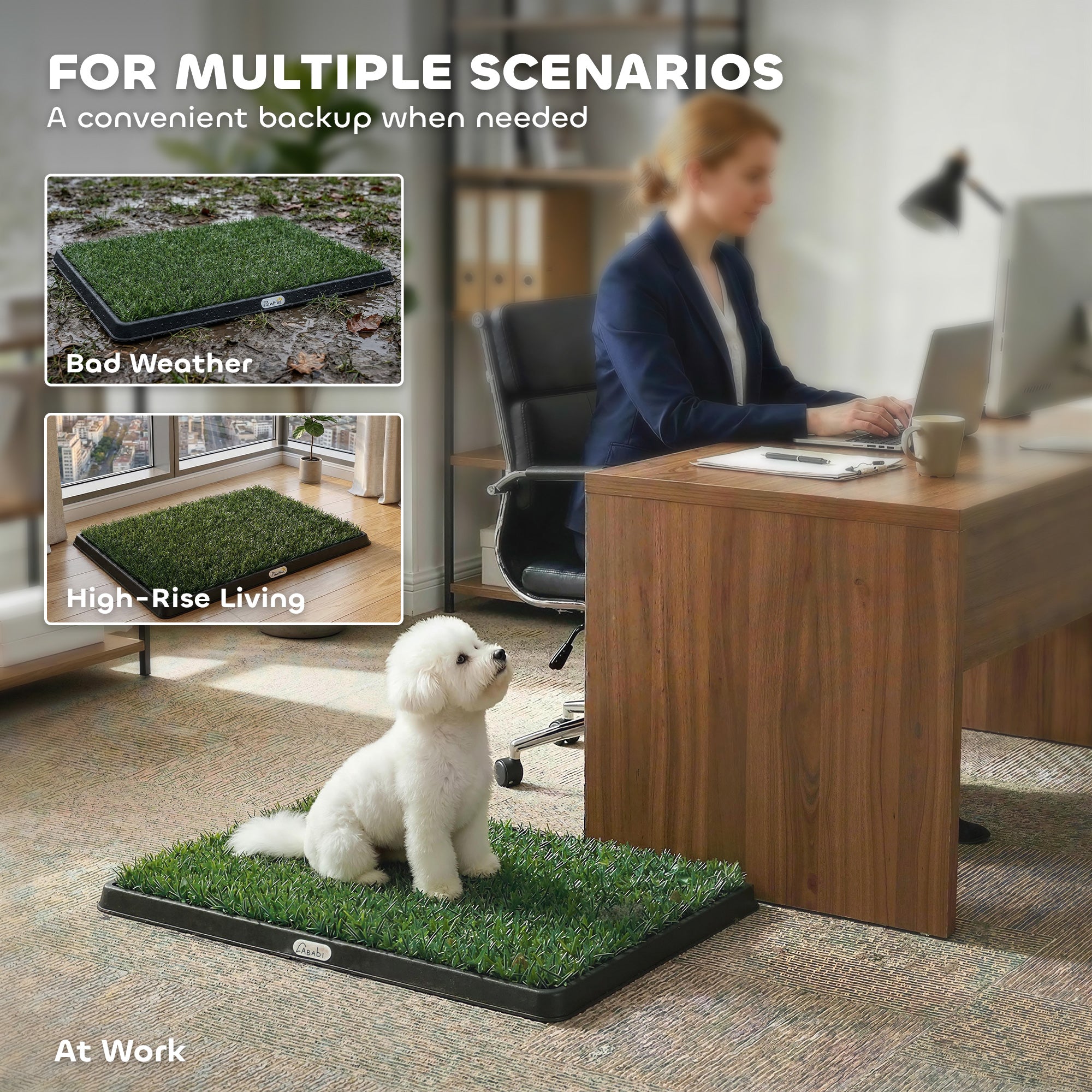Dog Toilet 24.8 x 19.9 in – Washable Artificial Grass Potty Tray for Puppies & Small/Medium Dogs, Ideal for Balcony & Apartment