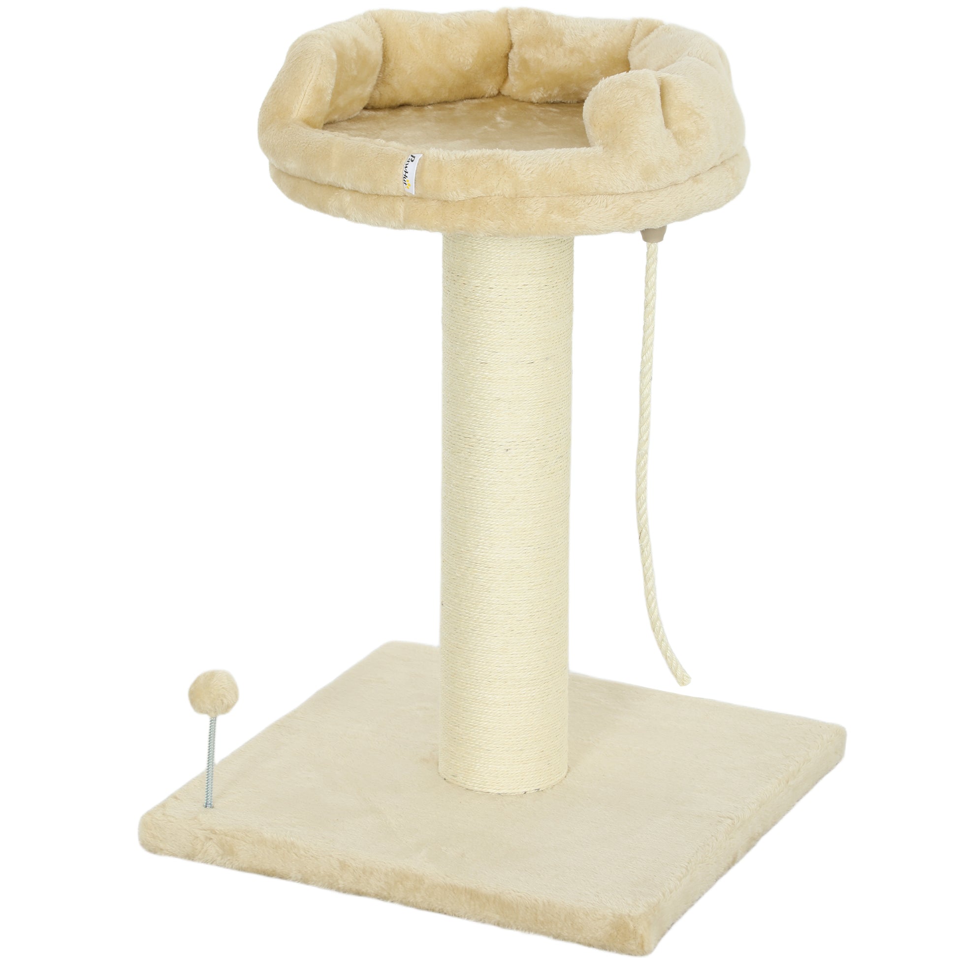 83cm Cat Tree with Sisal Posts, Platform, Sisal Rope, Cat Scratching Post for Medium Cats, Beige