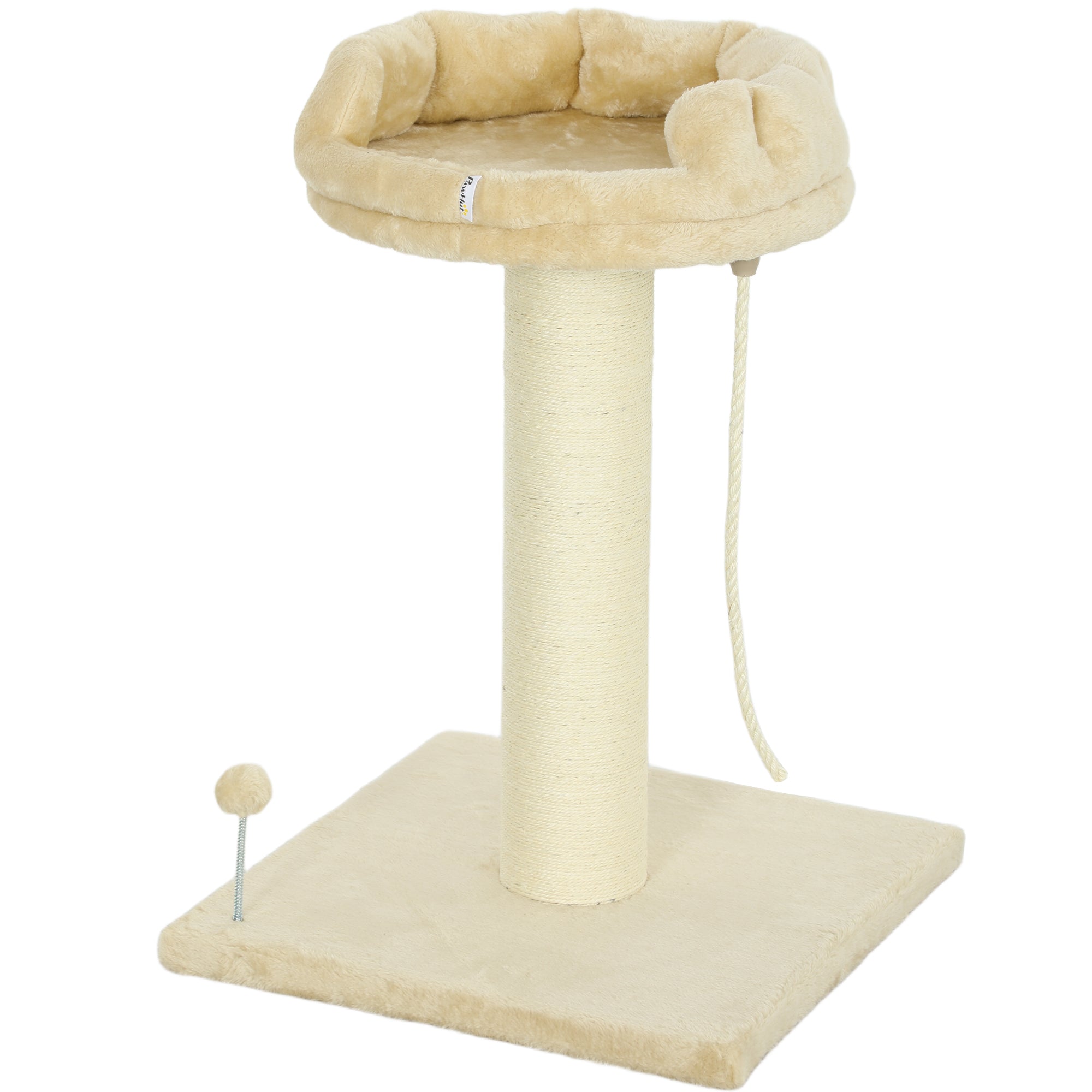 83cm Cat Tree with Sisal Posts, Platform, Sisal Rope, Cat Scratching Post for Medium Cats, Beige