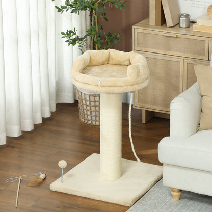 83cm Cat Tree with Sisal Posts, Platform, Sisal Rope, Cat Scratching Post for Medium Cats, Beige