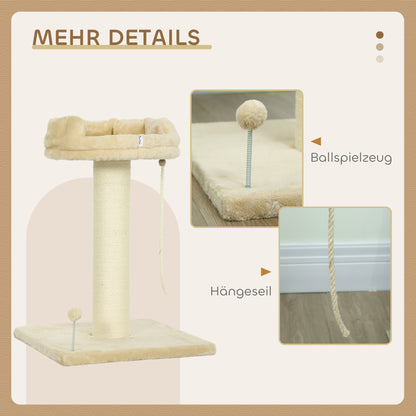 83cm Cat Tree with Sisal Posts, Platform, Sisal Rope, Cat Scratching Post for Medium Cats, Beige