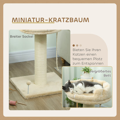 83cm Cat Tree with Sisal Posts, Platform, Sisal Rope, Cat Scratching Post for Medium Cats, Beige