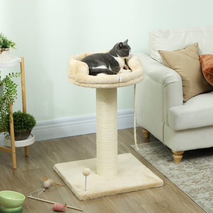 83cm Cat Tree with Sisal Posts, Platform, Sisal Rope, Cat Scratching Post for Medium Cats, Beige