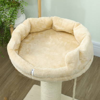 83cm Cat Tree with Sisal Posts, Platform, Sisal Rope, Cat Scratching Post for Medium Cats, Beige