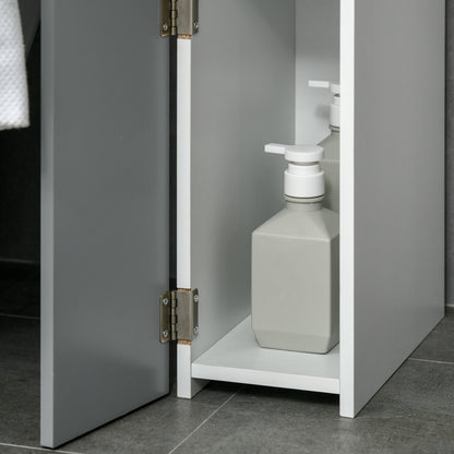 Bathroom Column Bathroom Cabinet with Doors and Open Shelves Modern Style 15.2x29.8x118 cm White and Gray