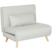 Single Sofa Bed Sleeper Sofa Futon Adjustable Backrest Recliner Nordic Scandinavian 25D Foam Home Linen Fabric Pine Wood Cream White 94 x 78 x 80 cm