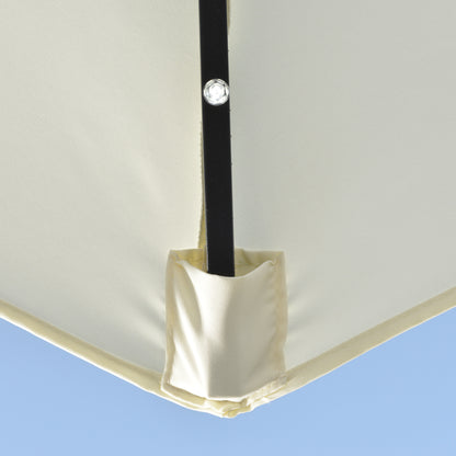 Umbrella, 270 x 240 cm Half Umbrella with LED Lights, Half Round Patio Umbrella with Hand Crank, Solar Panel, for Garden, Metal, Beige