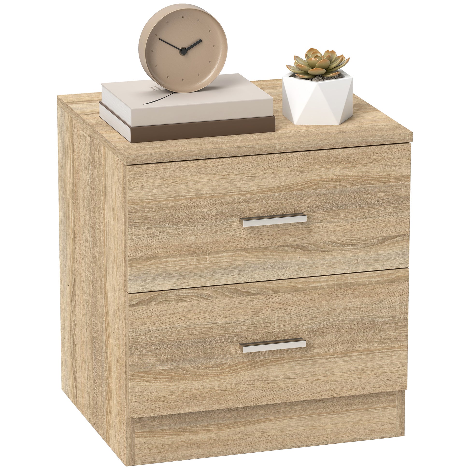 Modern Nightstand Bedside Table with 2 Drawers Side Table for Living Room Bedroom Load 30 kg 45x39.5x49 cm Natural