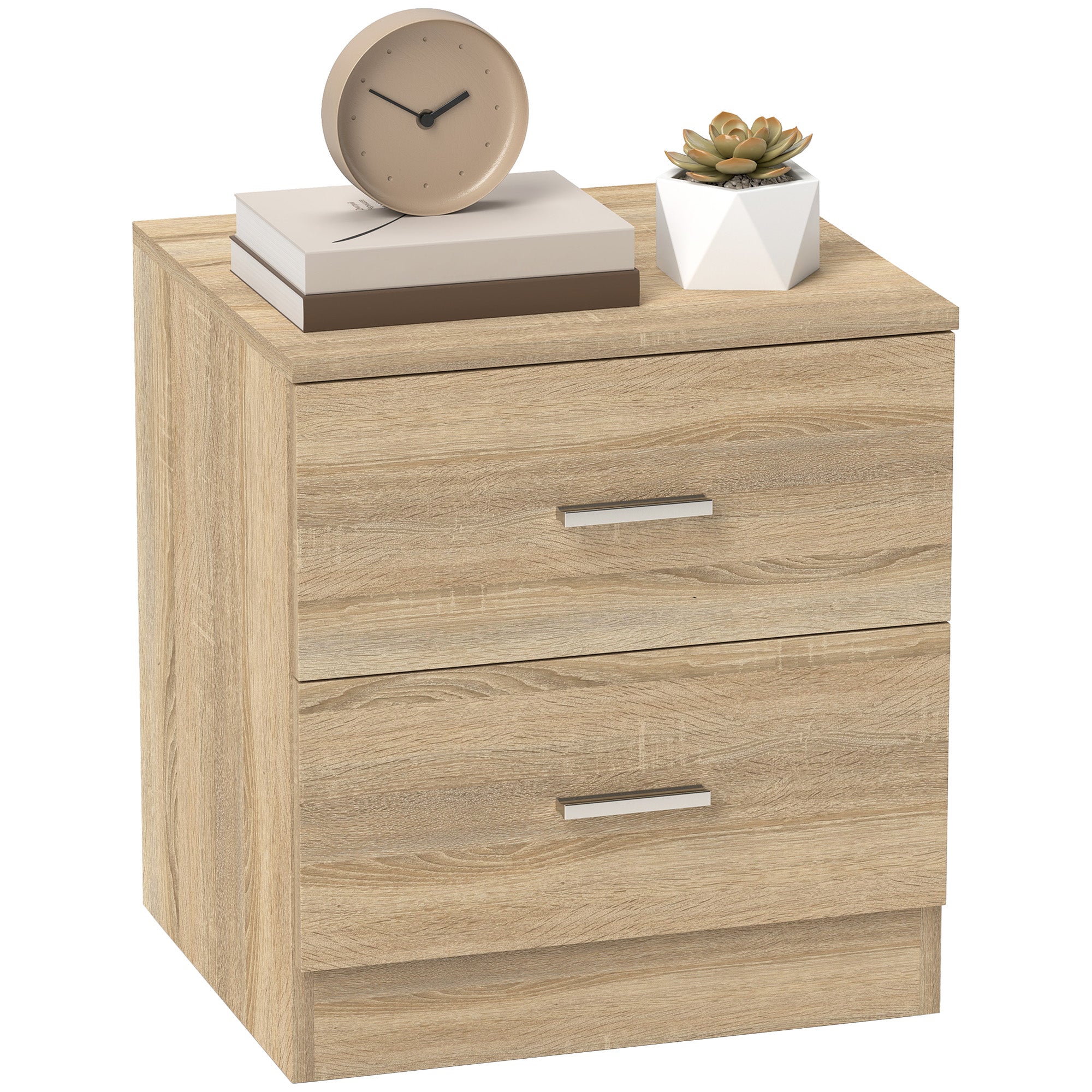 Modern Nightstand Bedside Table with 2 Drawers Side Table for Living Room Bedroom Load 30 kg 45x39.5x49 cm Natural