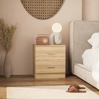 Modern Nightstand Bedside Table with 2 Drawers Side Table for Living Room Bedroom Load 30 kg 45x39.5x49 cm Natural