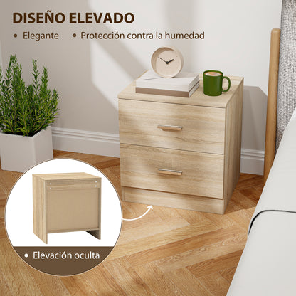 Modern Nightstand Bedside Table with 2 Drawers Side Table for Living Room Bedroom Load 30 kg 45x39.5x49 cm Natural