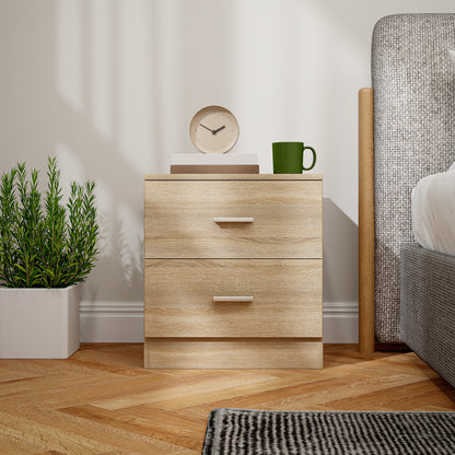 Modern Nightstand Bedside Table with 2 Drawers Side Table for Living Room Bedroom Load 30 kg 45x39.5x49 cm Natural