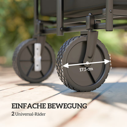 Garden Cart 100 kg Load Foldable Extended Transport Wagon with Removable Tarpaulin Handle Wheels Cart Handcart Garden Cart 160 Litres Tool Cart for Home, Garden Black