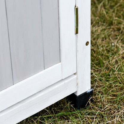 3-Tier Wooden Garden Tool Shed with Bitumen Roof and Hooks, 77x58x175 cm, Grey