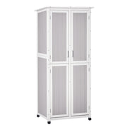 3-Tier Wooden Garden Tool Shed with Bitumen Roof and Hooks, 77x58x175 cm, Grey
